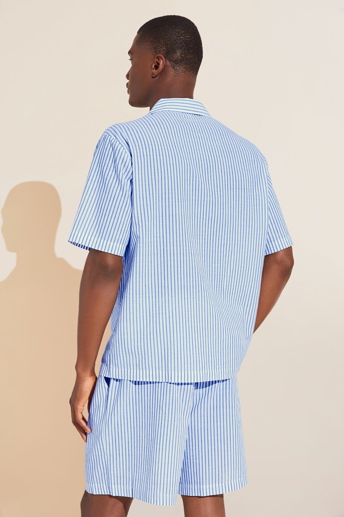 Men's Organic Sandwashed Cotton Short PJ Set | Nautico Stripe Azure