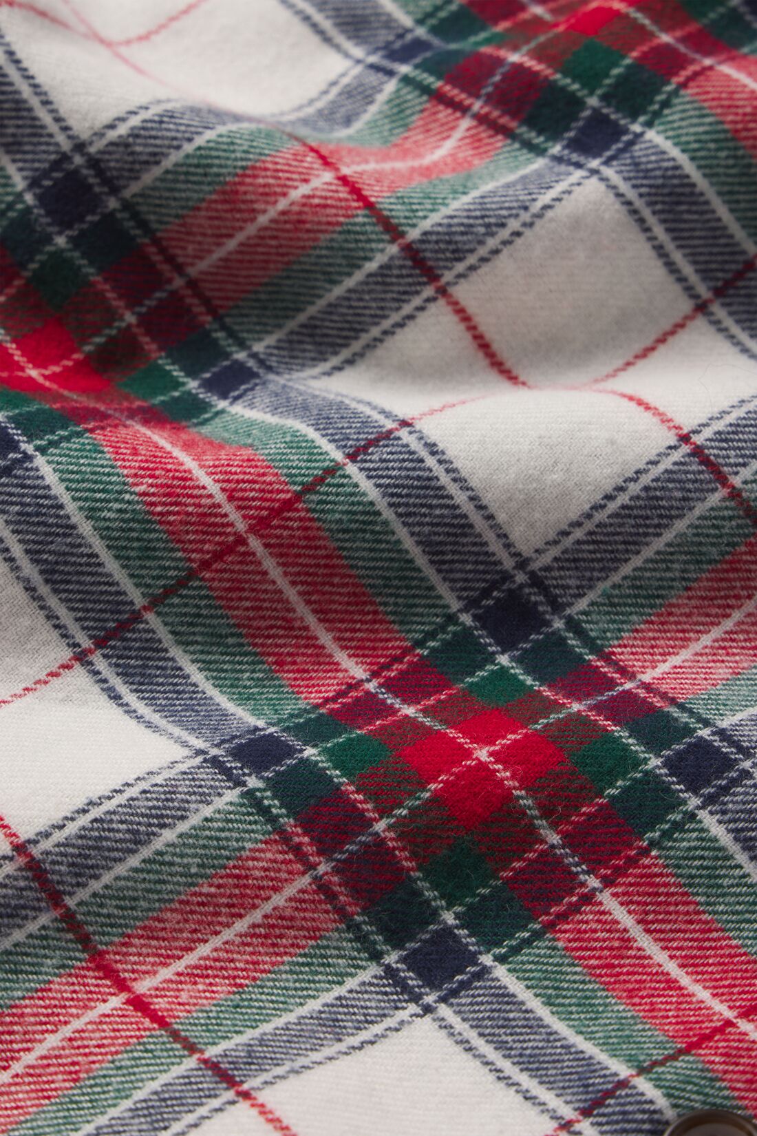 Mens | Flannel Long PJ Set | Tartan Plaid Ivory/Holly Red