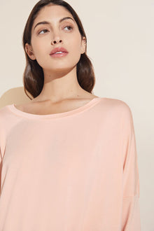 Model is wearing the Gisele TENCEL™ Modal Slouchy PJ Set in   Rose Cloud.