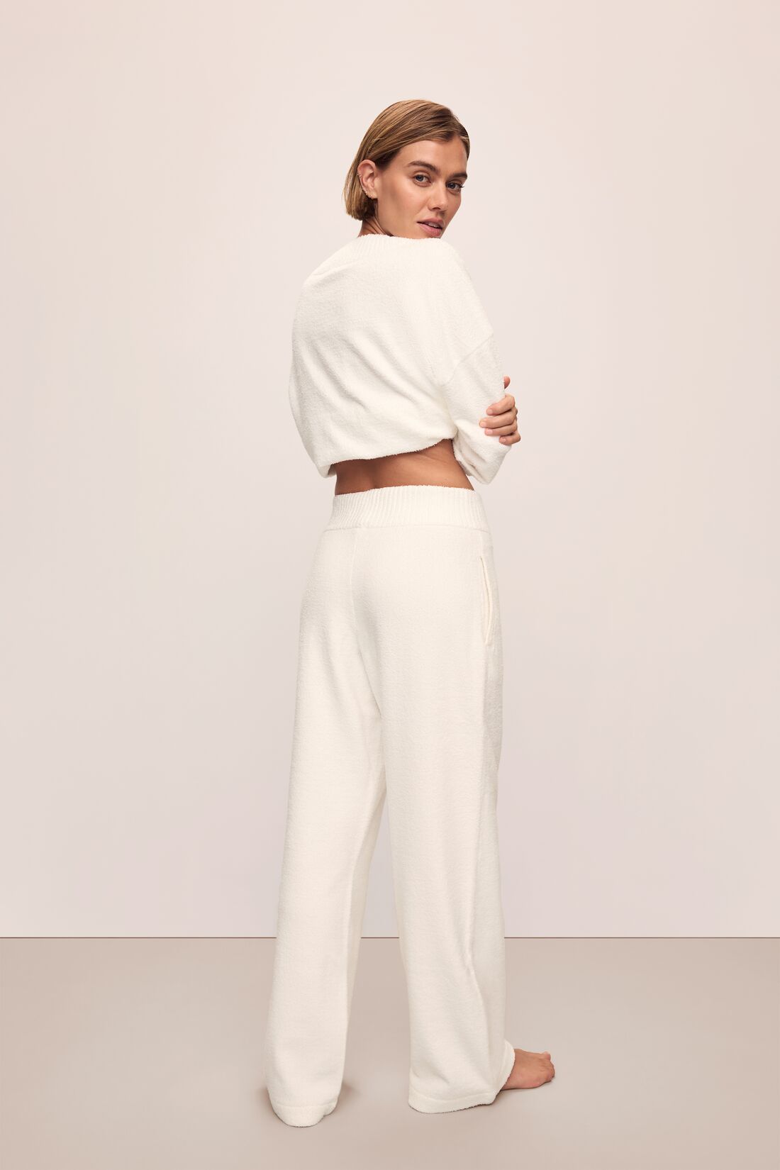 Recycled Boucle Relaxed Fit Pant | Ivory