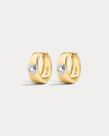 The Luna Bezel Hoops | Cubic Zirconia | Gold