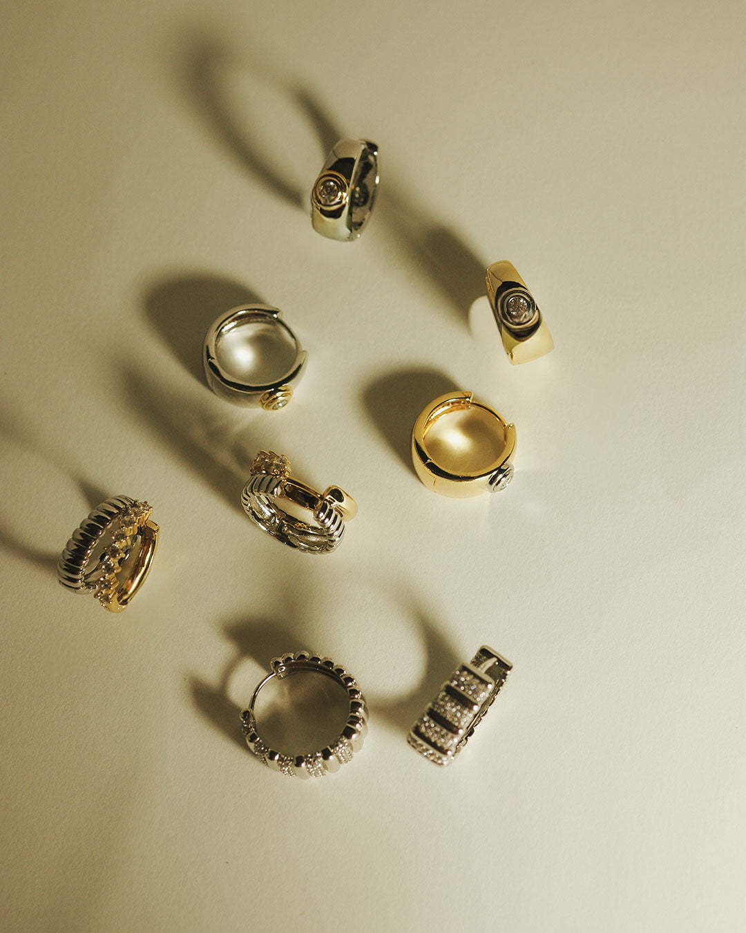 The Luna Bezel Hoops | Cubic Zirconia | Gold