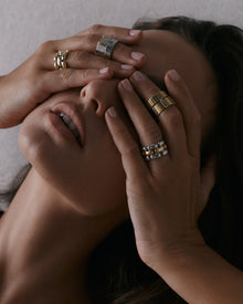 The Luna Bezel Ring Set | Set of 2 Rings | Silver/Gold