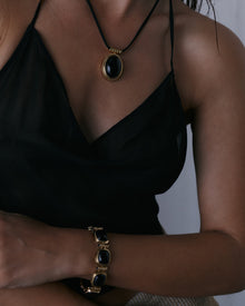 The Midnight Mesa Beaded Bracelet | Black Agate | Gold