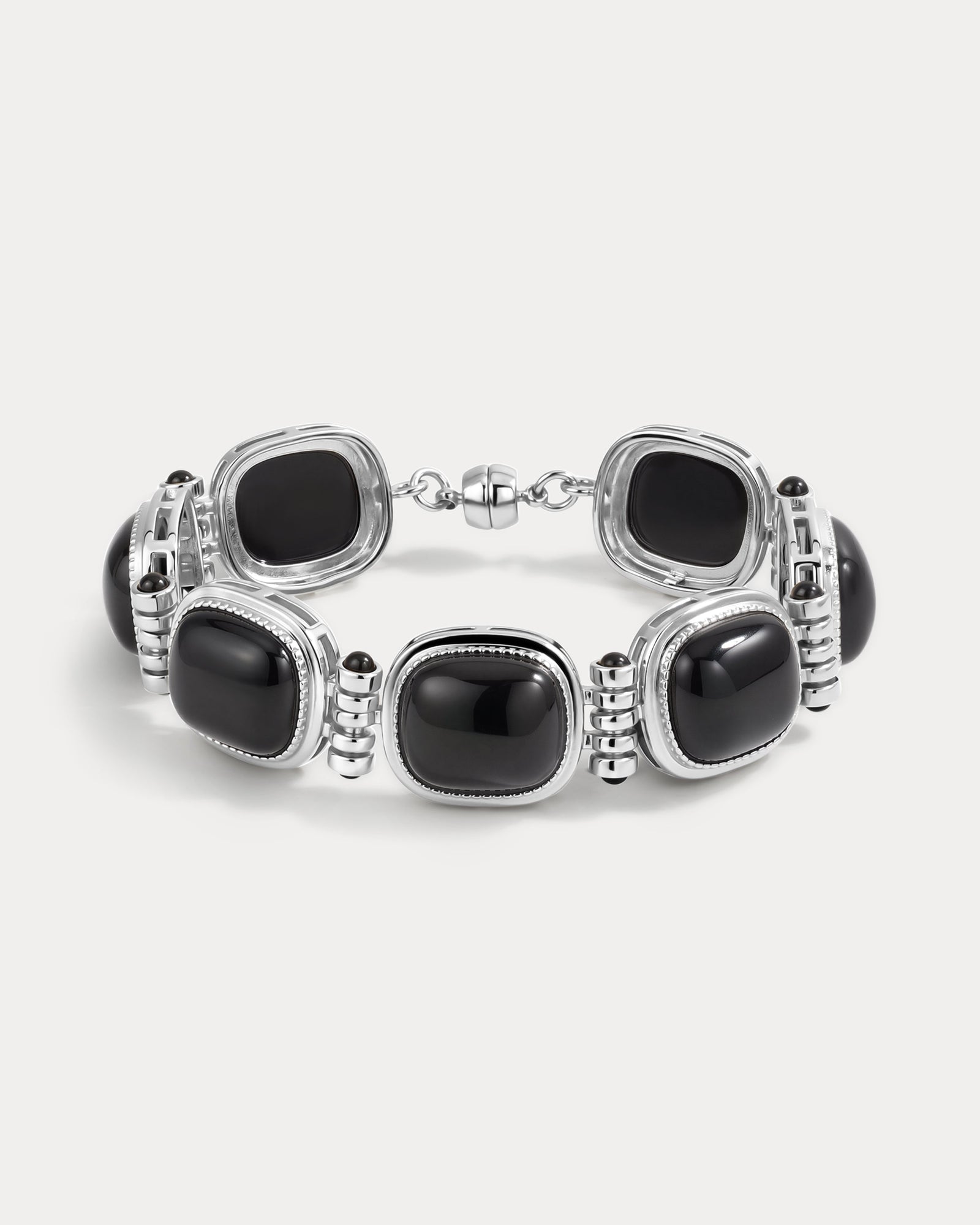 The Midnight Mesa Beaded Bracelet | Black Agate | Silver