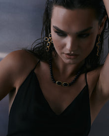The Midnight Mesa Beaded Necklace | Black Beads/Black Agate | Gold
