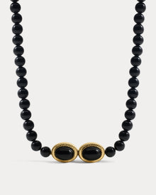 The Midnight Mesa Beaded Necklace | Black Beads/Black Agate | Gold
