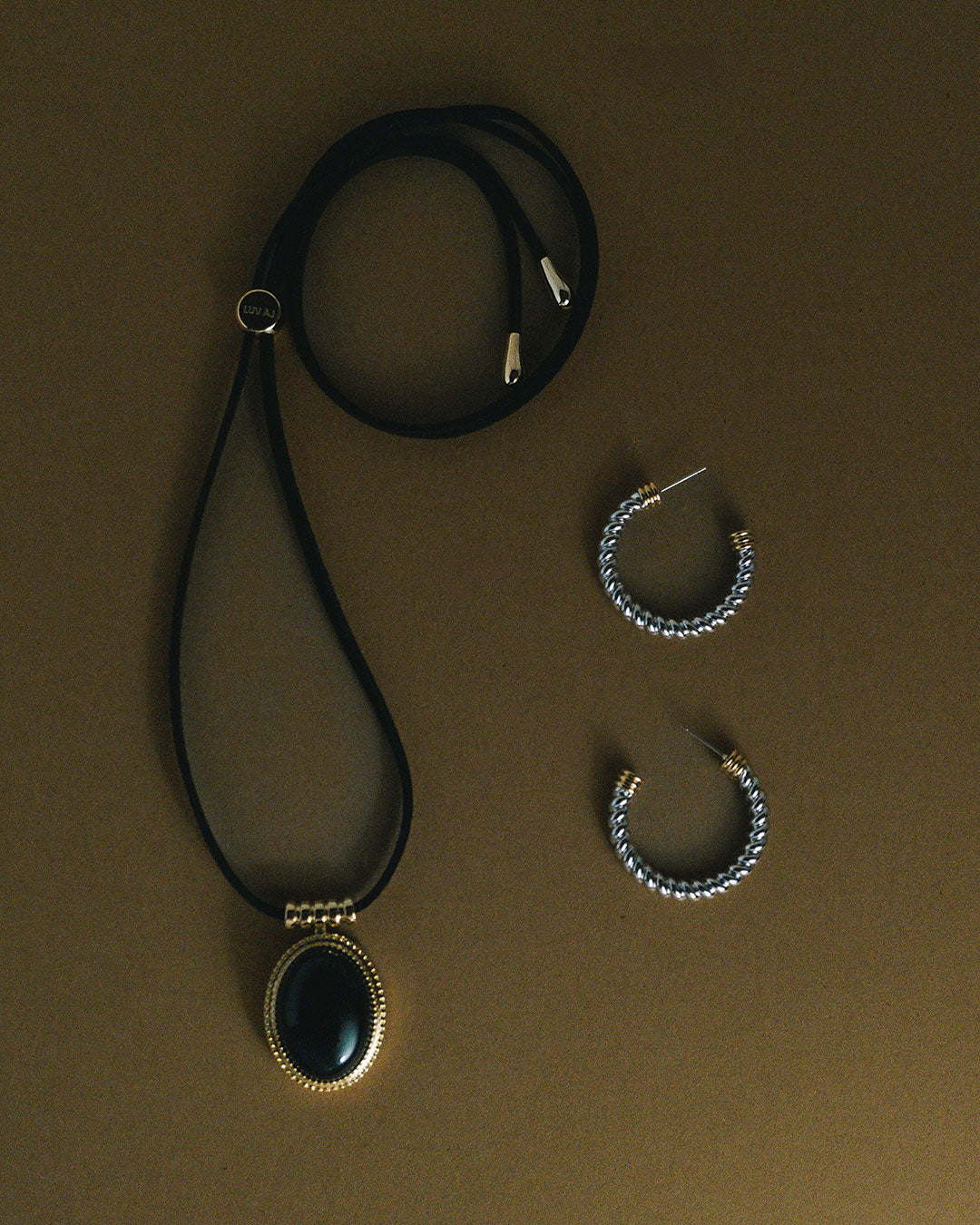 The Midnight Mesa Cord Necklace | Black Agate | Gold