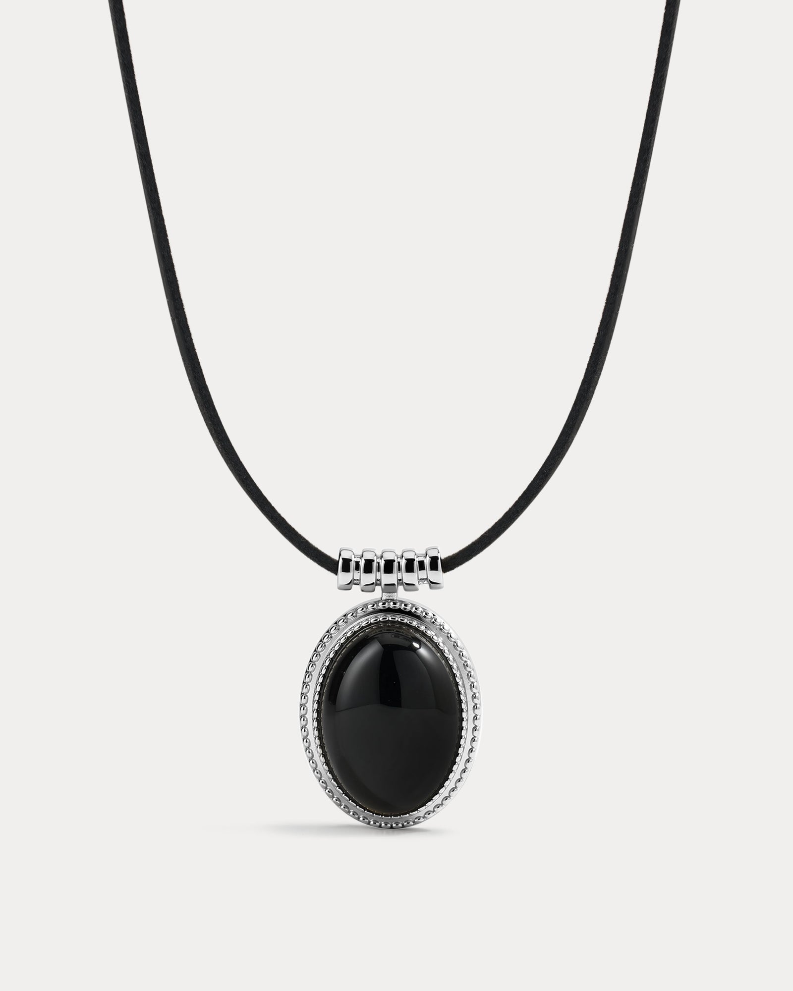 The Midnight Mesa Cord Necklace | Black Agate | Silver