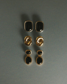 The Midnight Mesa Drop Studs | Black Agate | Gold