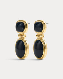 The Midnight Mesa Drop Studs | Black Agate | Gold