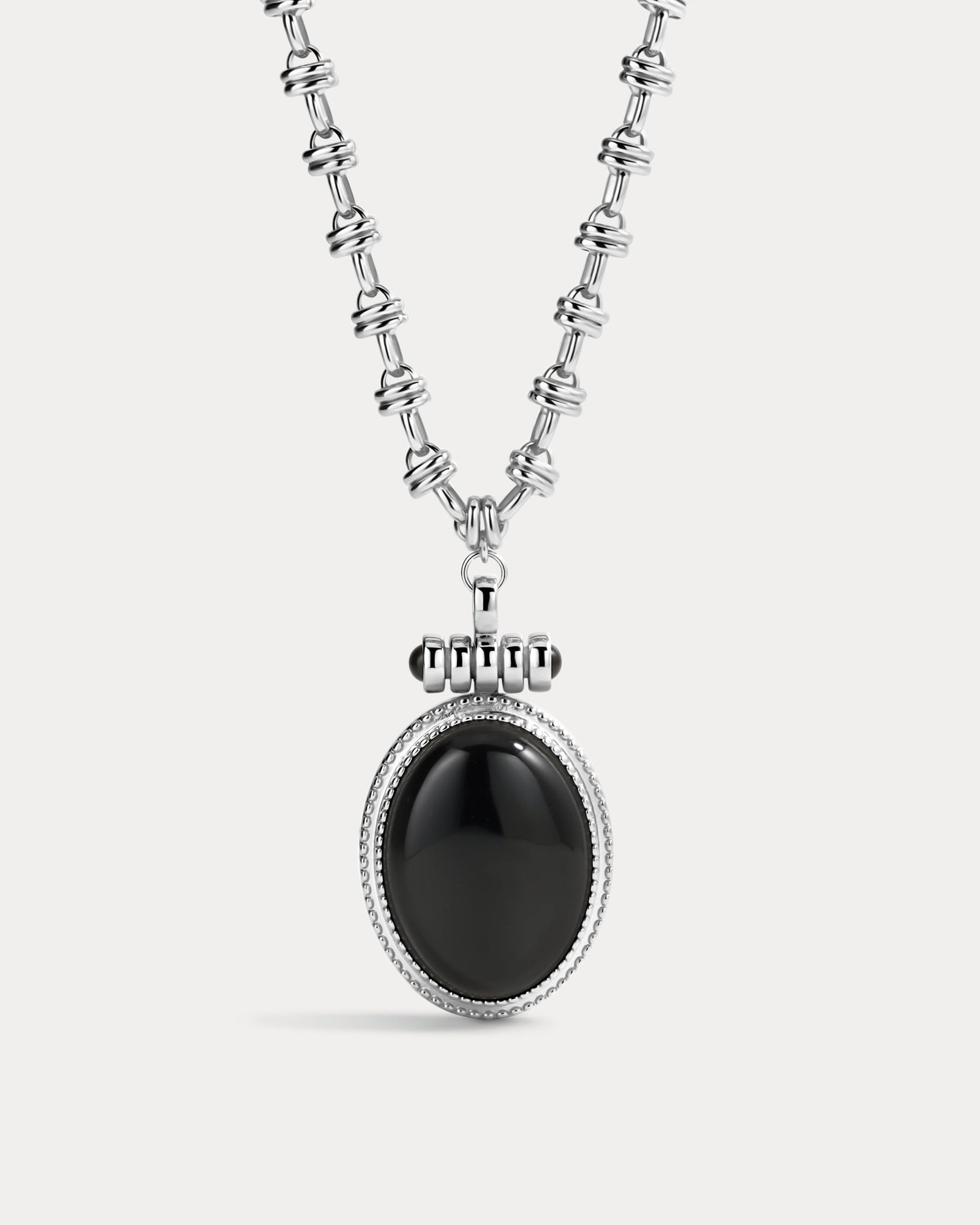 The Midnight Mesa Pendant Necklace | Black Agate | Silver