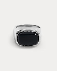 The Midnight Mesa Signet Ring | Black Agate | Silver