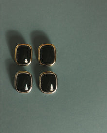 The Midnight Mesa Statement Studs | Black Agate | Gold