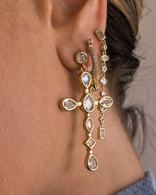 Bezel Stone Cross Studs | Cubic Zirconia | Gold