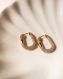 XL Pave Chain Link Hoops - Gold | Plated Gold