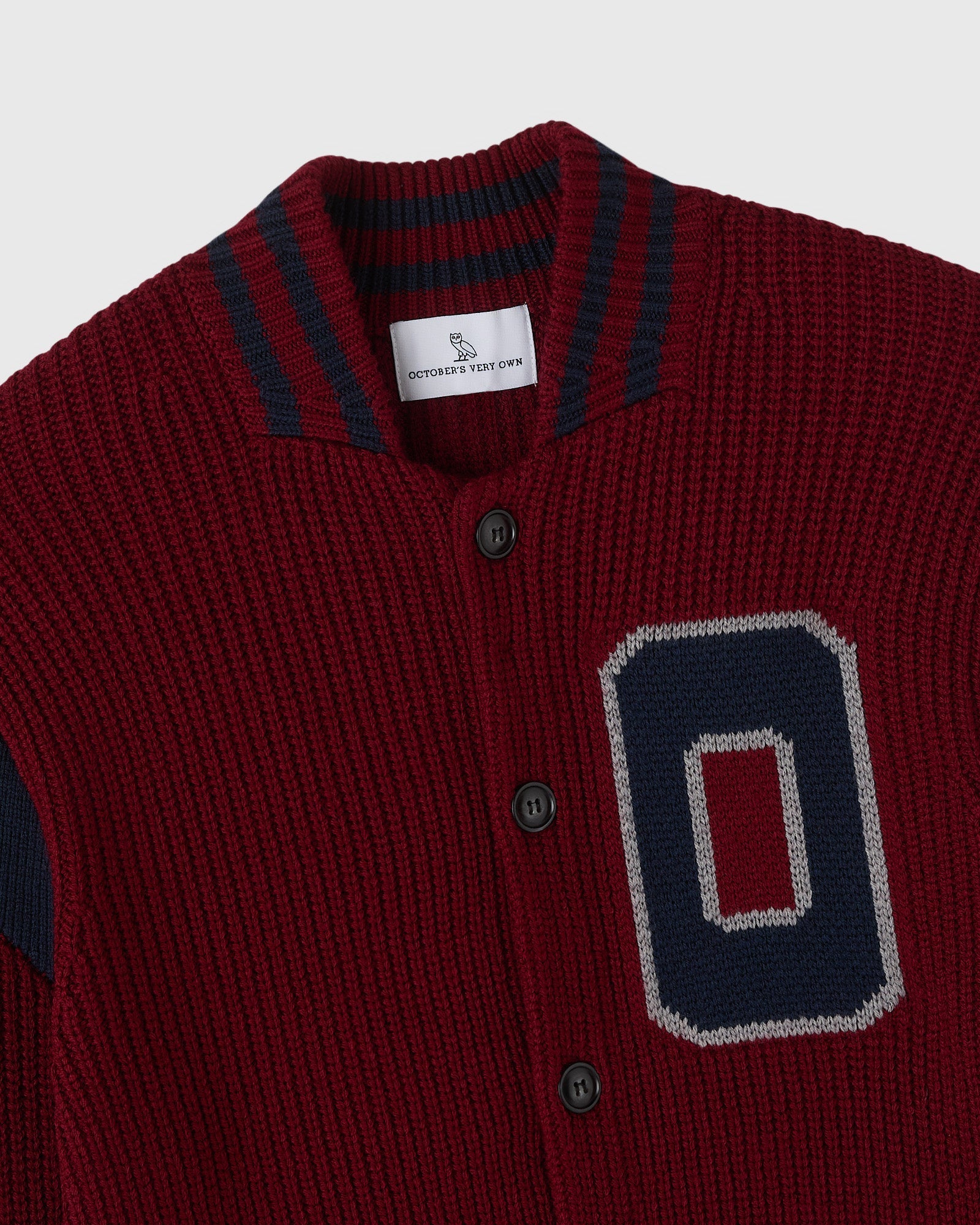 Knit Varsity Jacket - Wine