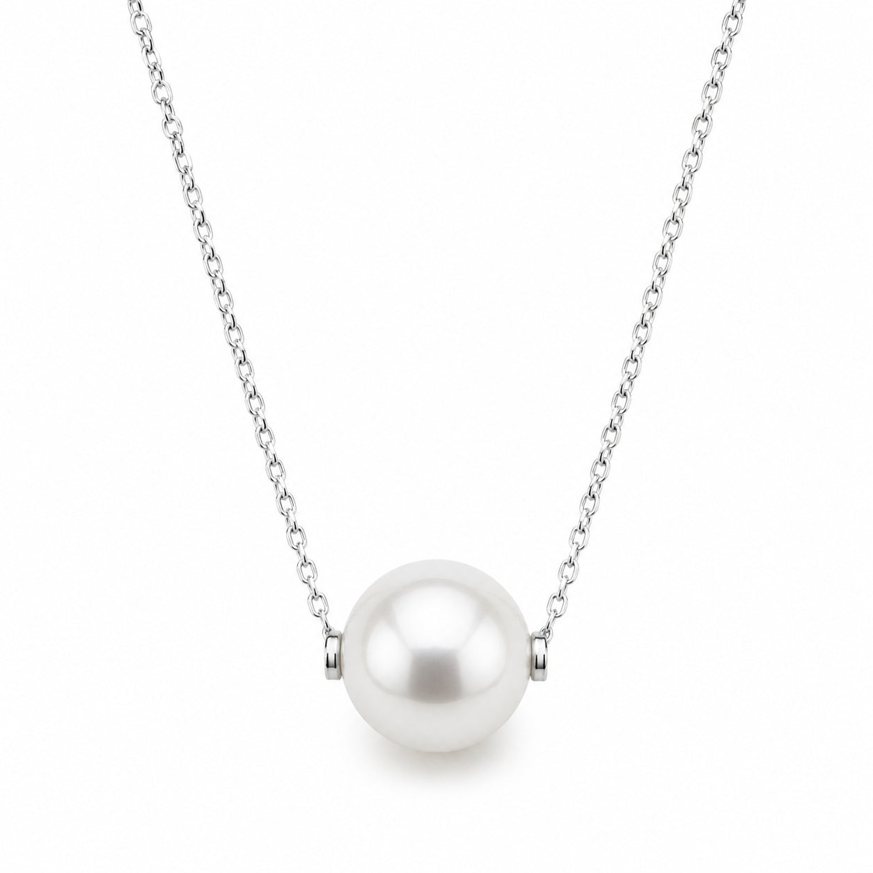 Round Strand Necklace | 14K White Gold | White South Sea Pearl13mm - 15mm