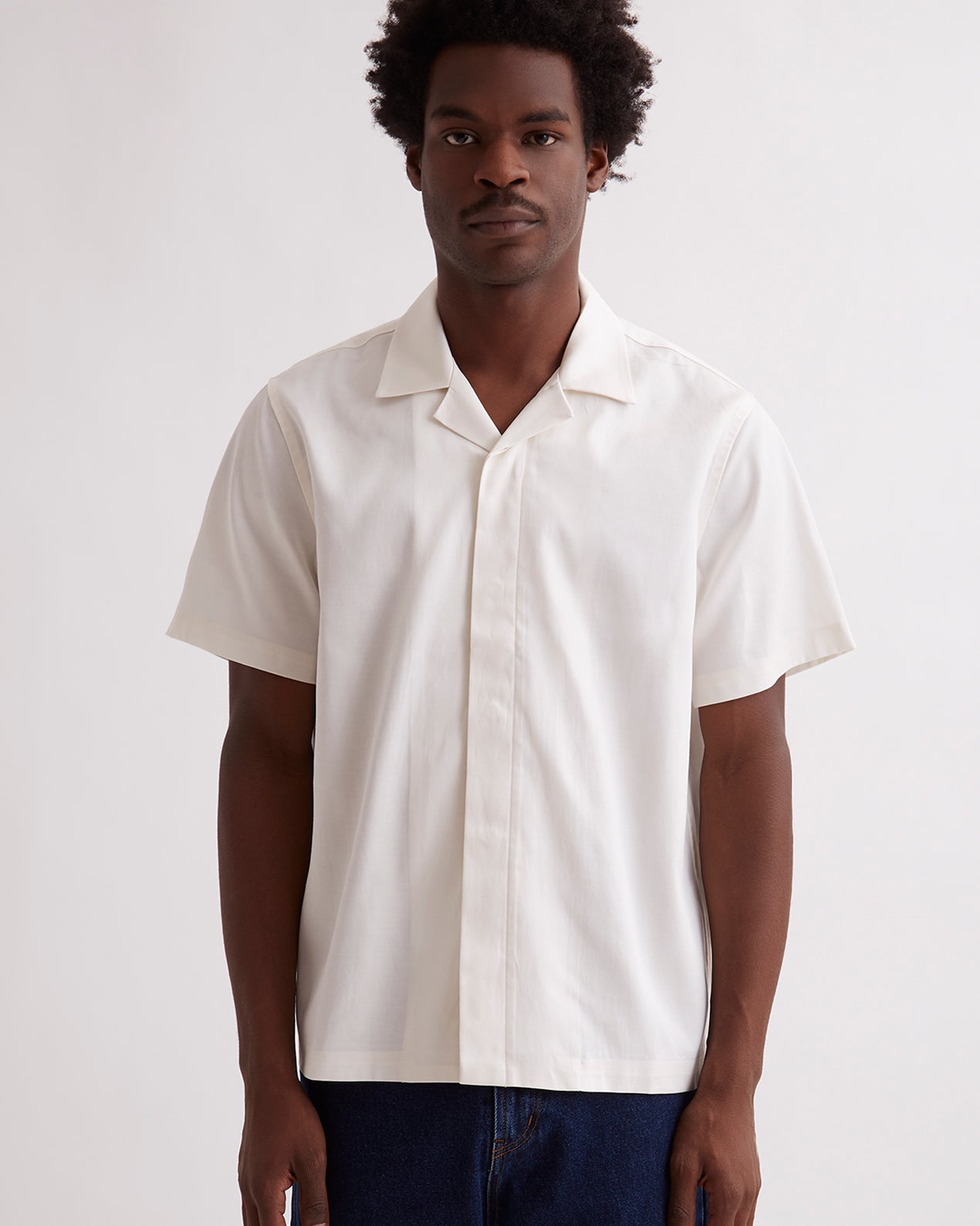 Mens | York Camp Collar SS Shirt | Ivory