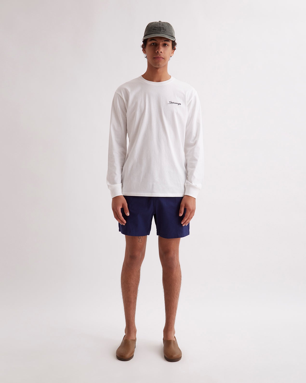 Mens | Saturdays Embroidered Standard LS Tee | Ivory