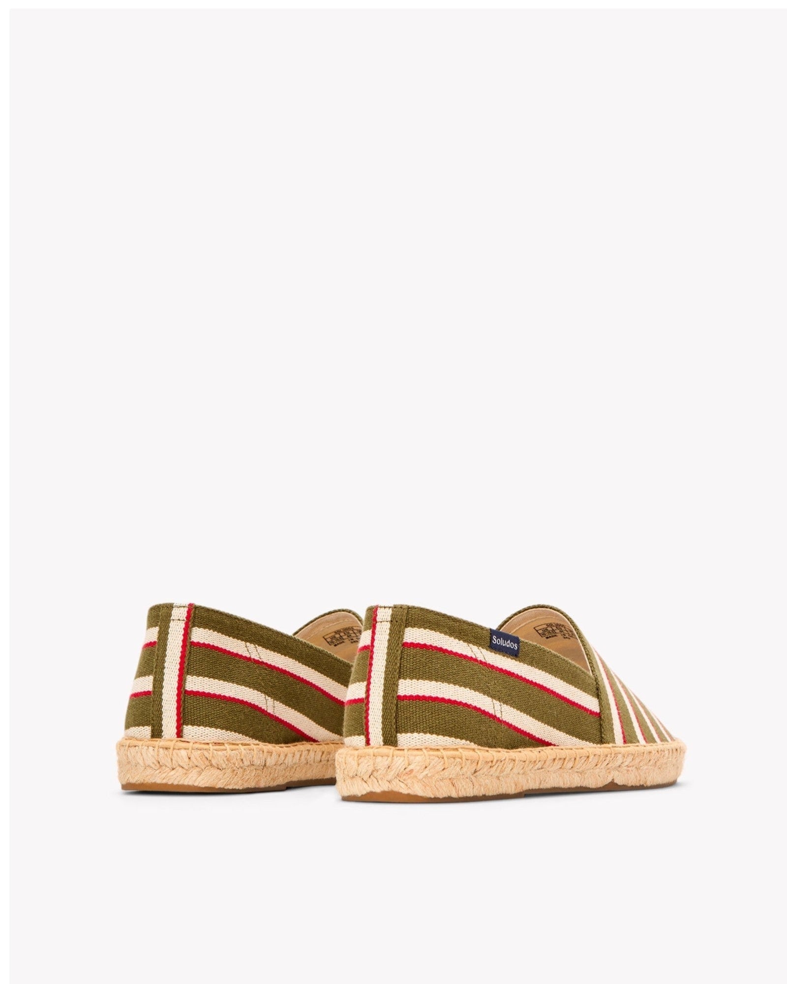 The Original Espadrille - Classic Stripes - Olive / Ivory / Red - Men's - Men's Espadrilles - Olive / Ivory / Red - Soludos - 