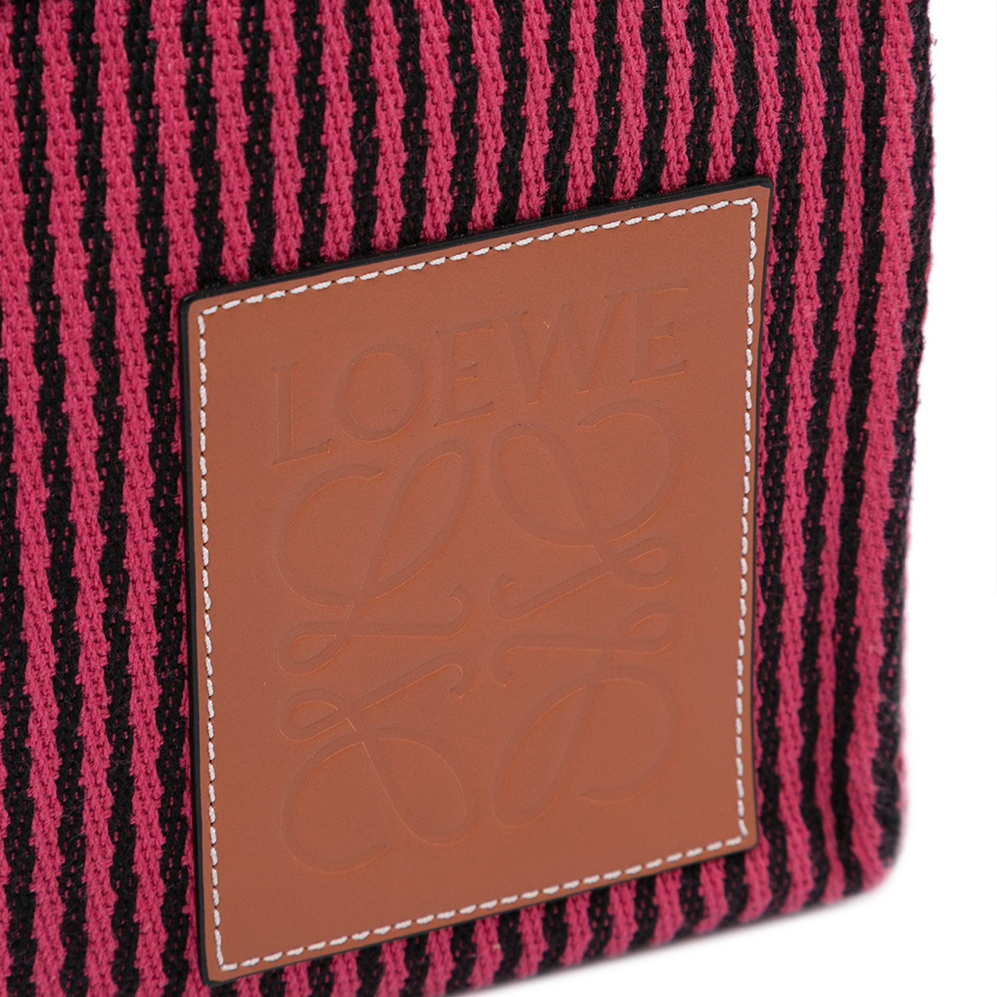 Loewe | Pre-Owned Paulas Ibiza Large Canvas Stripes Cushion Tote | Red