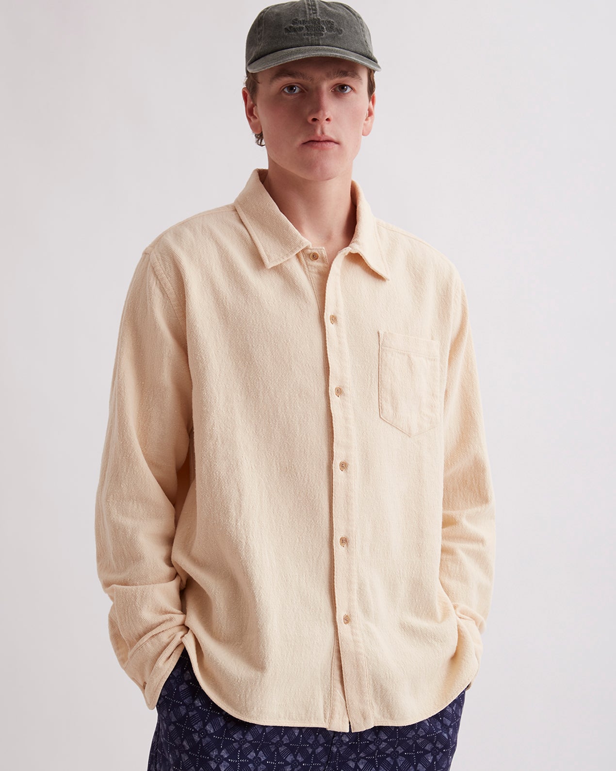 Mens | Broome Boucle Knit LS Shirt | Biscotti