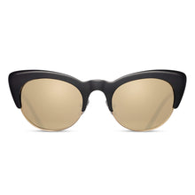 M2018 Cat Eye Sunglass | Matte Black | Gold Mirror Lenses