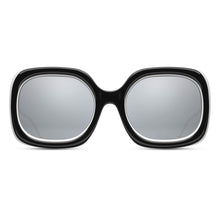 M2035 Square Sunglass | Black/White | Silver Mirror Lenses