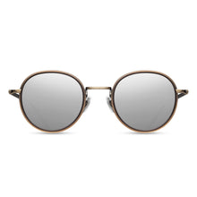 M3063 Panto Sunglass | Antique Gold/Matte Taupe | Silver Mirror Lenses