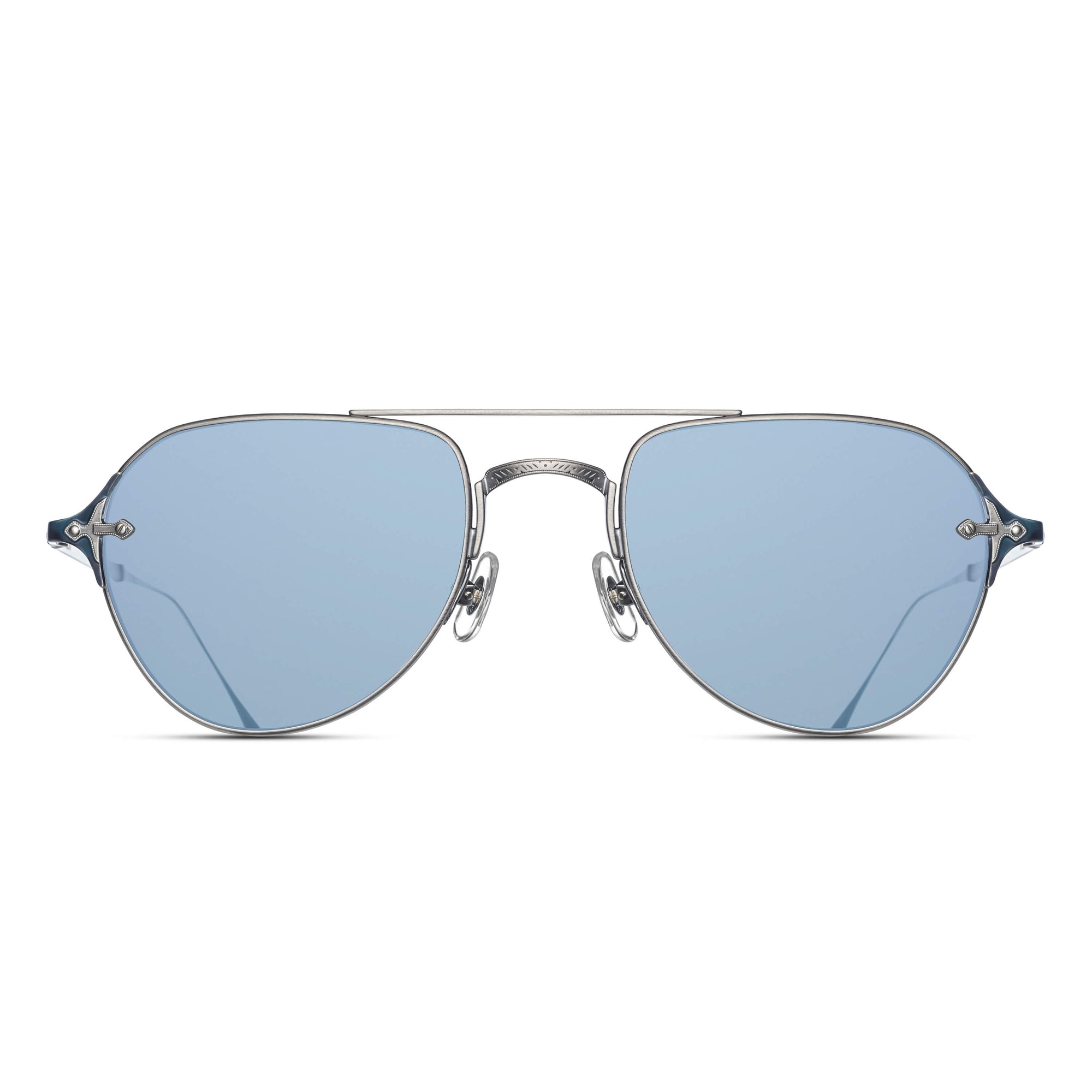 M3072 Aviator Sunglass | Antique Silver | Cobalt Blue Lenses