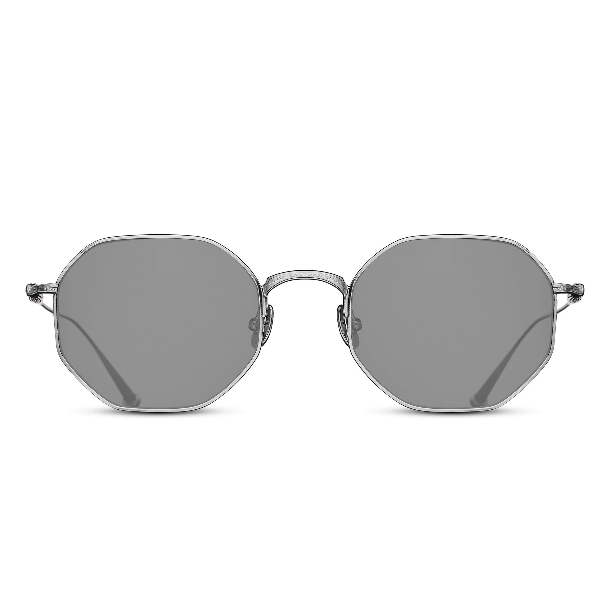 M3086 Geometric Sunglass | Brushed Silver | Grey Lenses