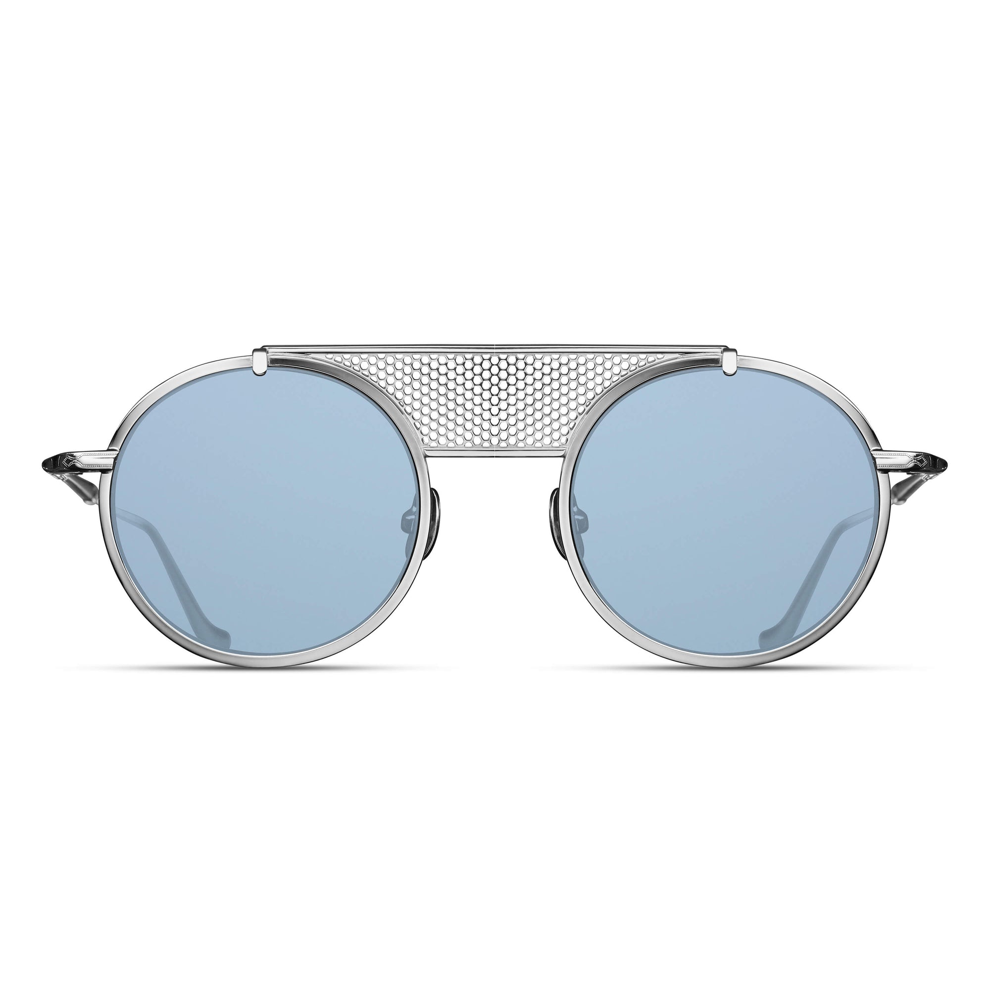 M3097 Round Sunglass | Palladium White | Cobalt Blue Lenses | 50-22-145