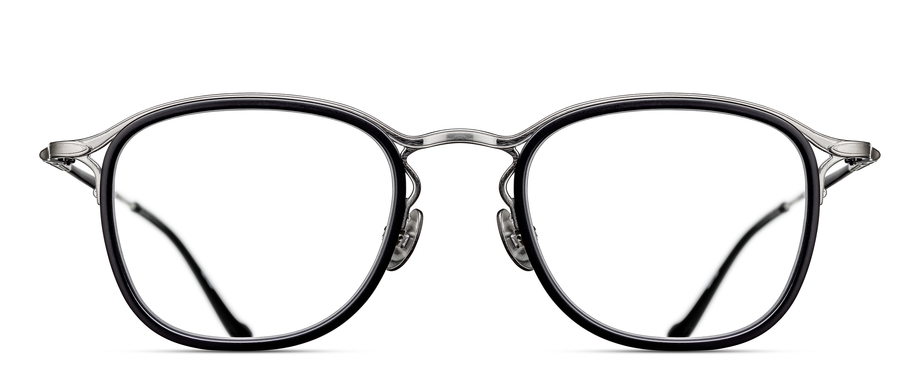 Mens | M3118 Panto Optical | Matte Black/Brushed Silver | Clear Lens | 48MM