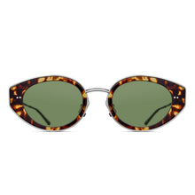 M3120 Cat Eye Sunglass | Tokyo Tortoise - Brushed Silver | Sage Green Lenses