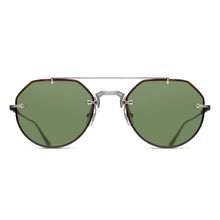 M3121 Geometric Sunglass | Dark Tortoise - Antique Silver | Sage Green Lenses