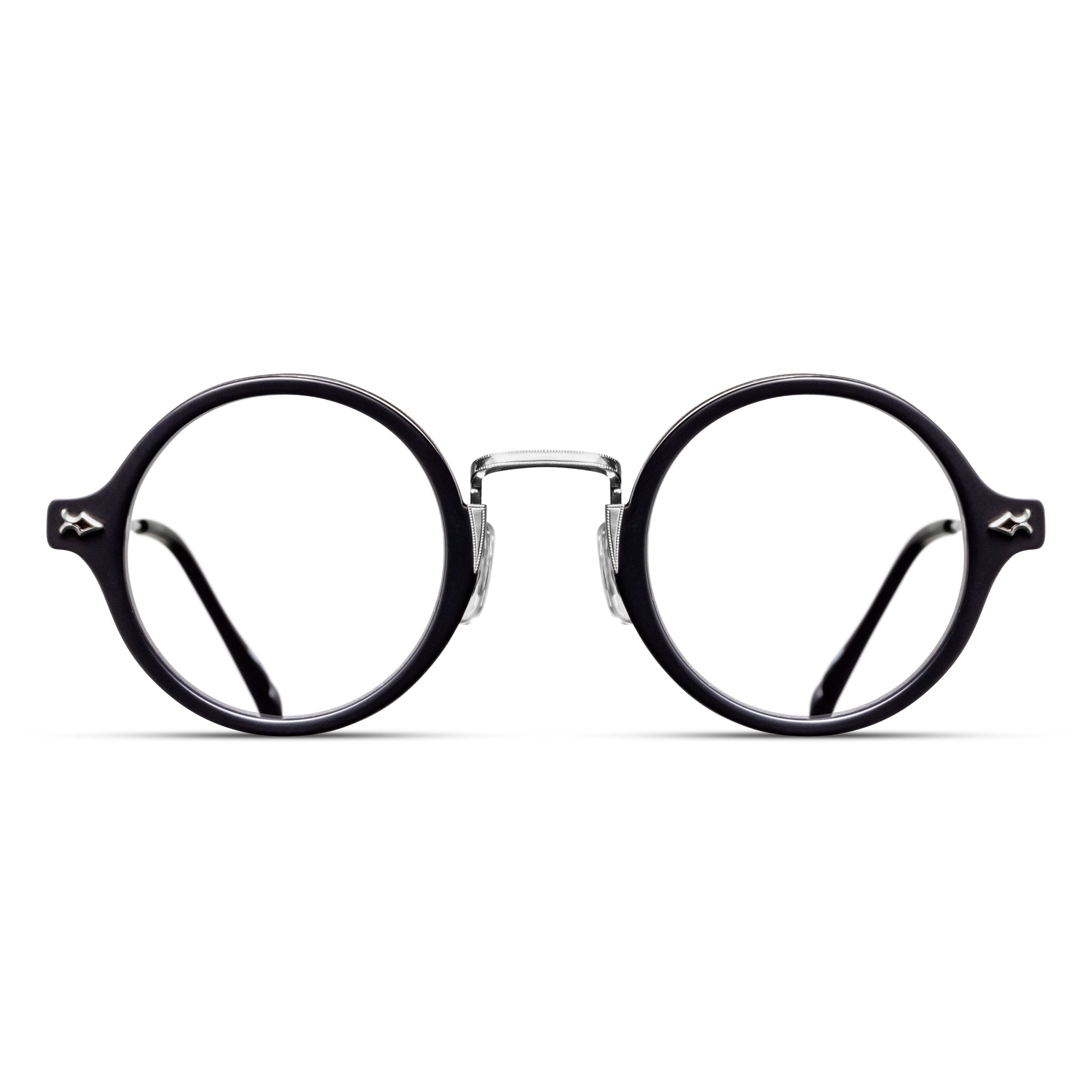 Unisex | M3127 Round Optical | Brushed Silver/Matte Black | Clear Lens | 43MM