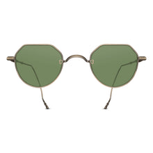 Unisex | M3132 Panto Sunglass | Antique Gold | Sage Green Lens | 46MM
