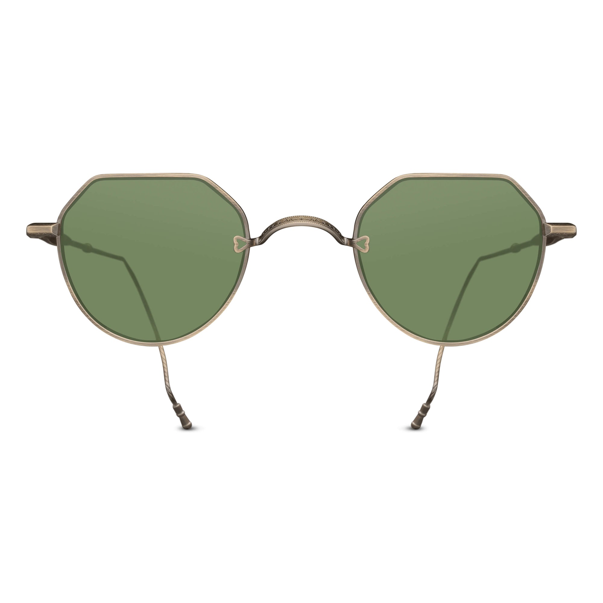 M3132 Panto Sunglass | Antique Gold | Sage Green Lens | 46MM