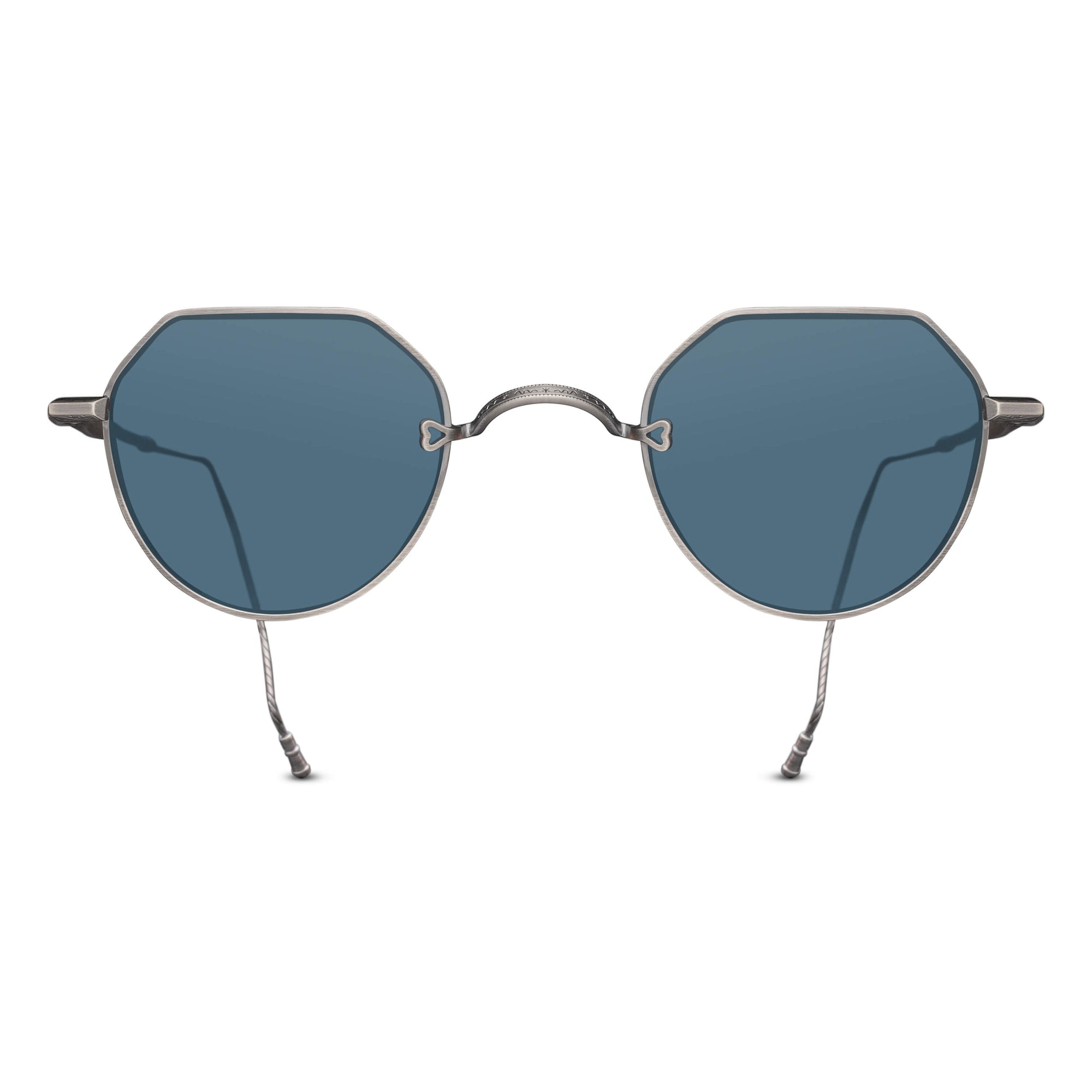 M3132 Panto Sunglass | Antique Silver | Blue Grey Lens | 46MM