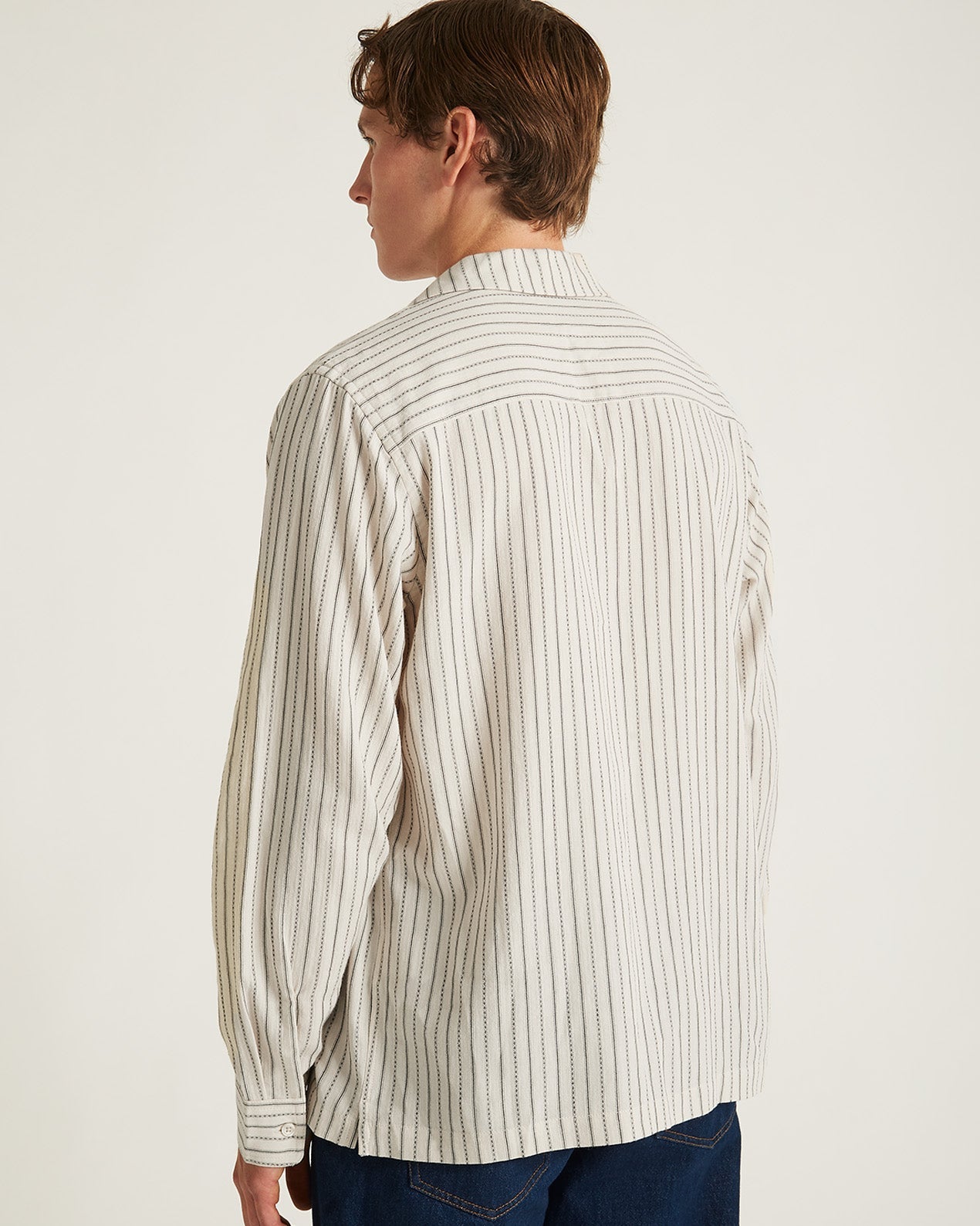 Mens | Marco Brushed Shirring Long Sleeve Shirt | Ivory