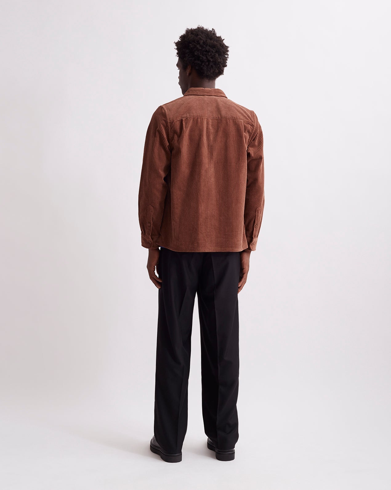 Downtown Brown | Nolan Wide Wale Cord Long Sleeve Shirt | Saturdays NYC