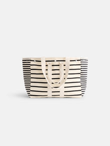 Unisex | The Perfect Weekend Tote | Stripe Ivory x Black