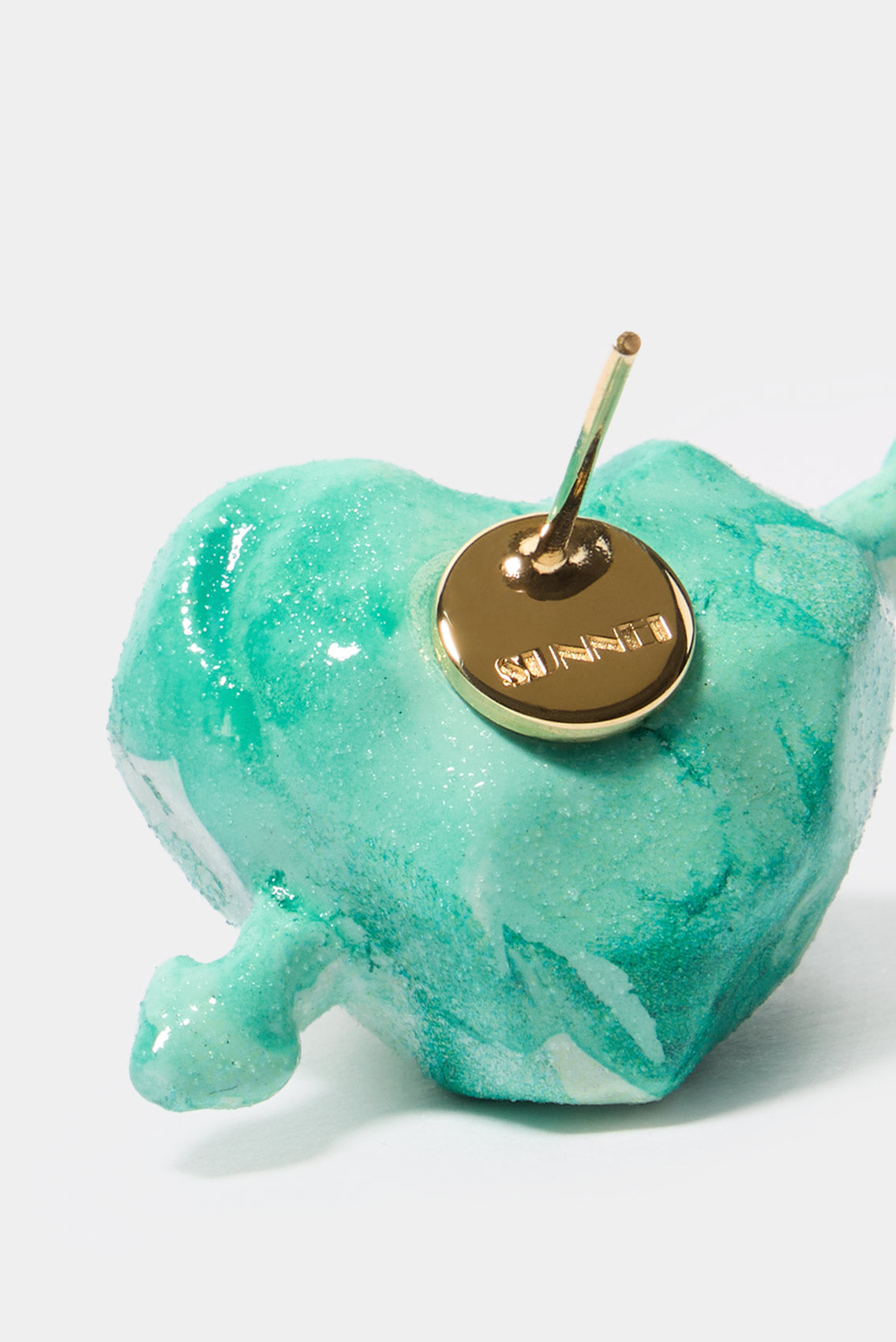 Women | Small 'Cuore Di Pietra' Earrings Gold | Shiny Green