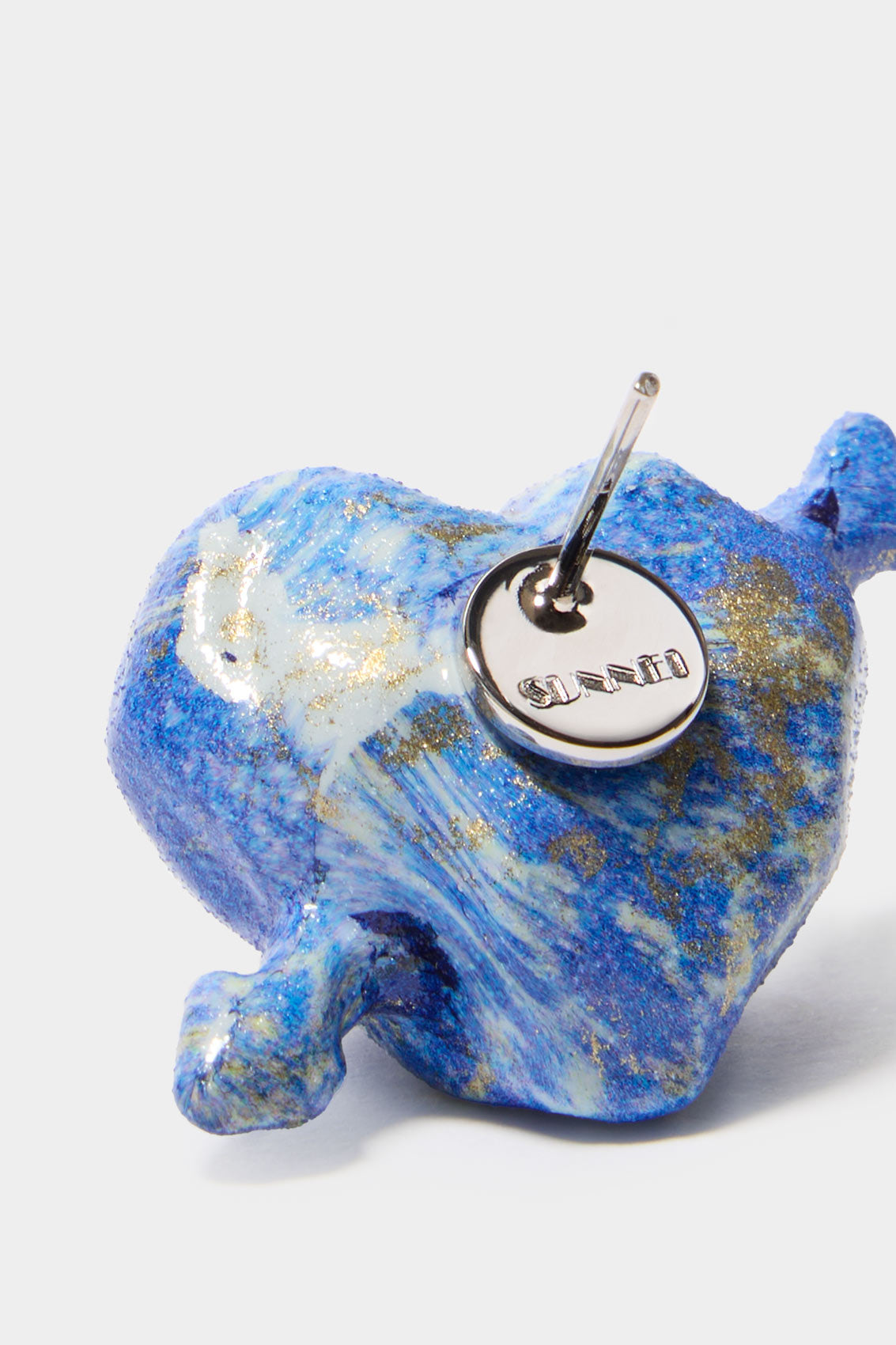 Women | Small 'Cuore Di Pietra' Earrings Silver | Shiny Blue