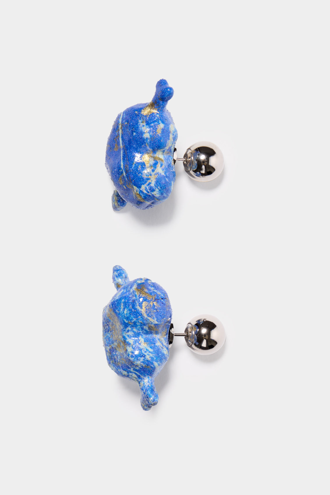 Women | Small 'Cuore Di Pietra' Earrings Silver | Shiny Blue