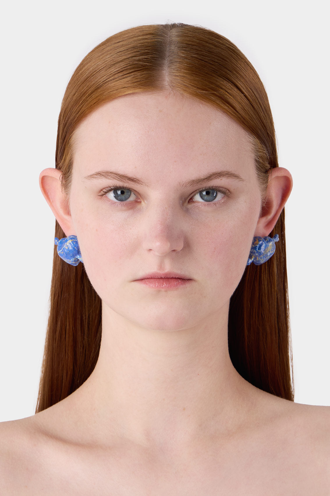 Women | Small 'Cuore Di Pietra' Earrings Silver | Shiny Blue