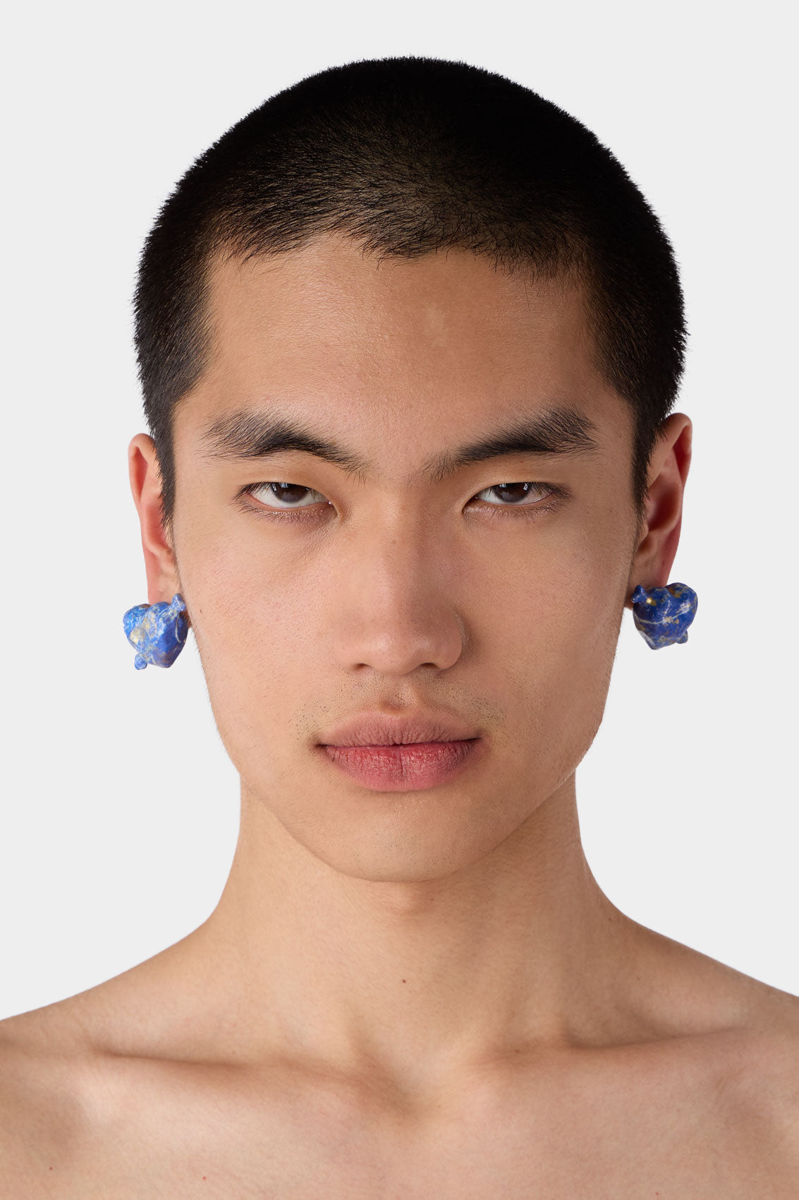 Women | Small 'Cuore Di Pietra' Earrings Silver | Shiny Blue