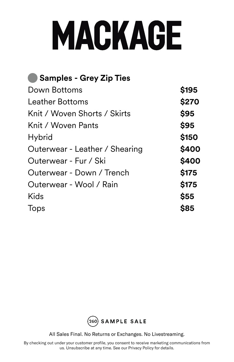 Price table