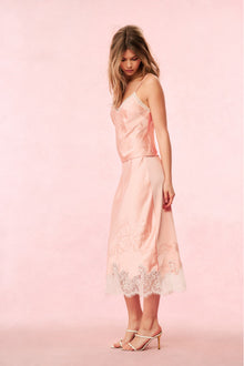 Malina Satin Midi Slip Skirt | Vintage Nude